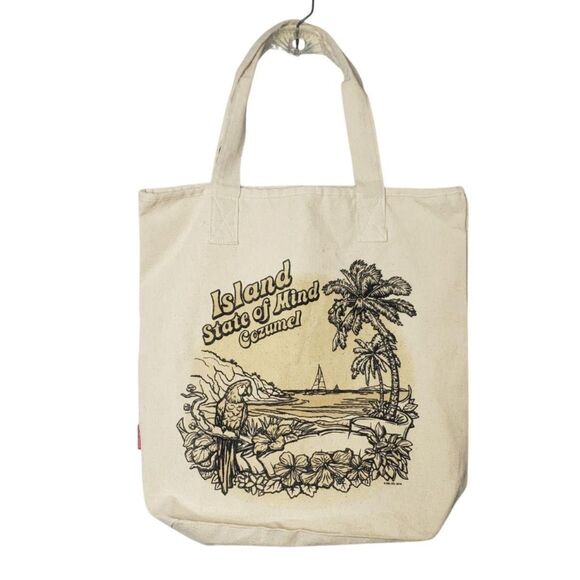 Del Sol Tote Bag One Size Natural Canvas Color Change Cozumel Parrot Palm - Picture 8 of 8